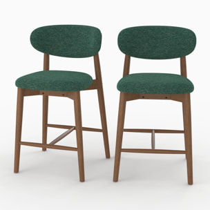 Lot de 2 chaises pour ilot central 64,5 cm en tissu vert sapin - Yuna