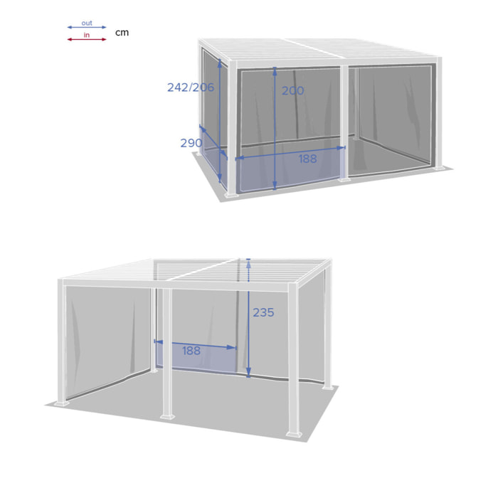 Moustiquaire pour pergola Avila Graphite (6 rideaux)