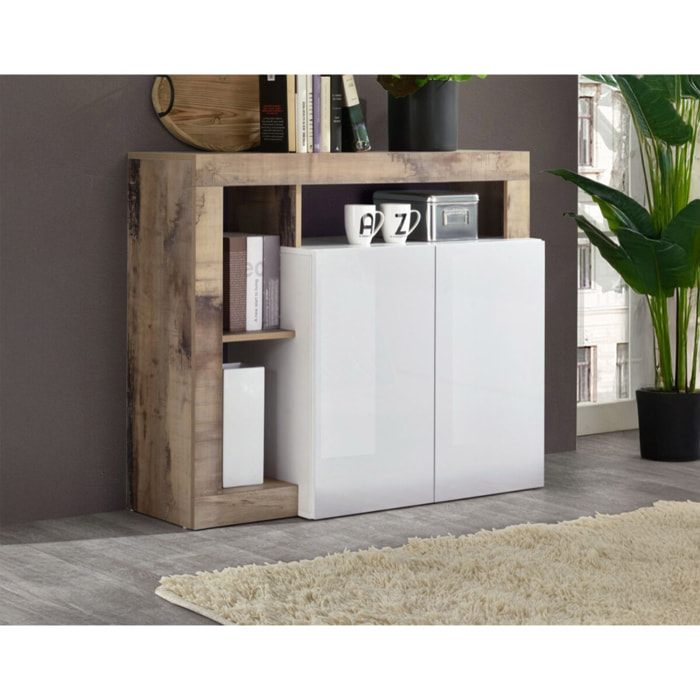 Lou - buffet bas - 2 portes - 108 cm - Blanc / Beige