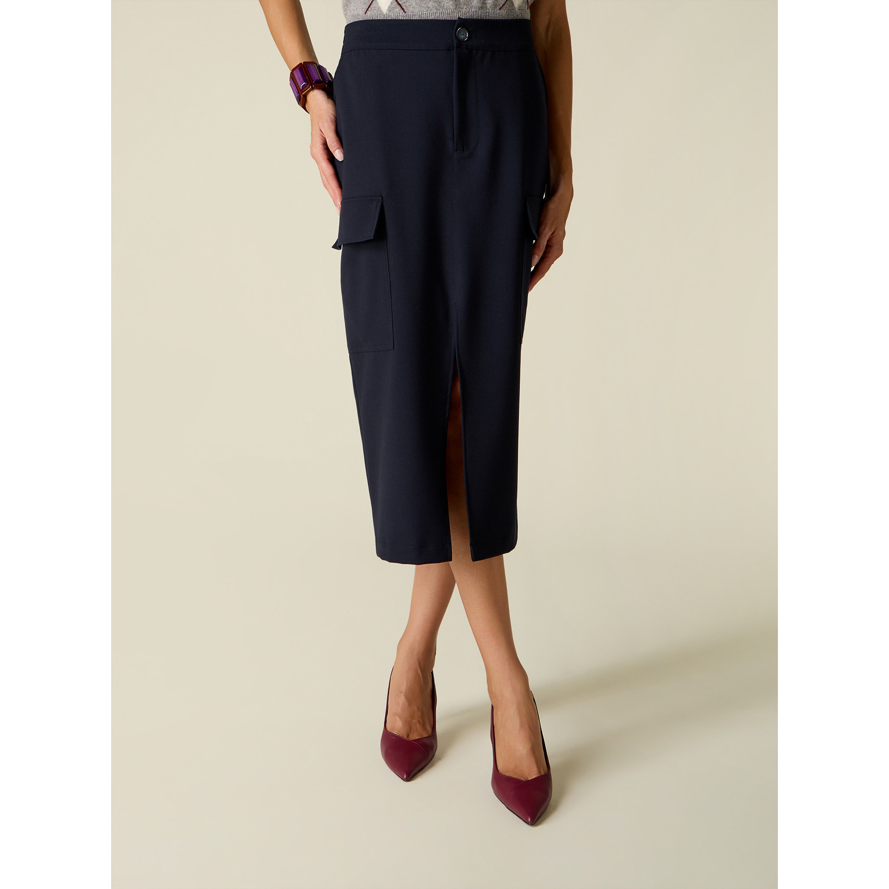 Oltre - Gonna tubino cargo - Blu