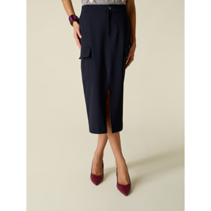 Oltre - Gonna tubino cargo - Blu