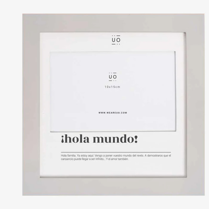 Marco fotos "¡Hola Mundo!" Recién nacido Grey