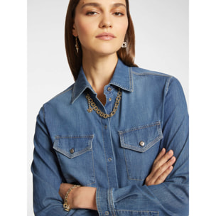 Elena Mirò - Camisa vaquera con collar - Azul