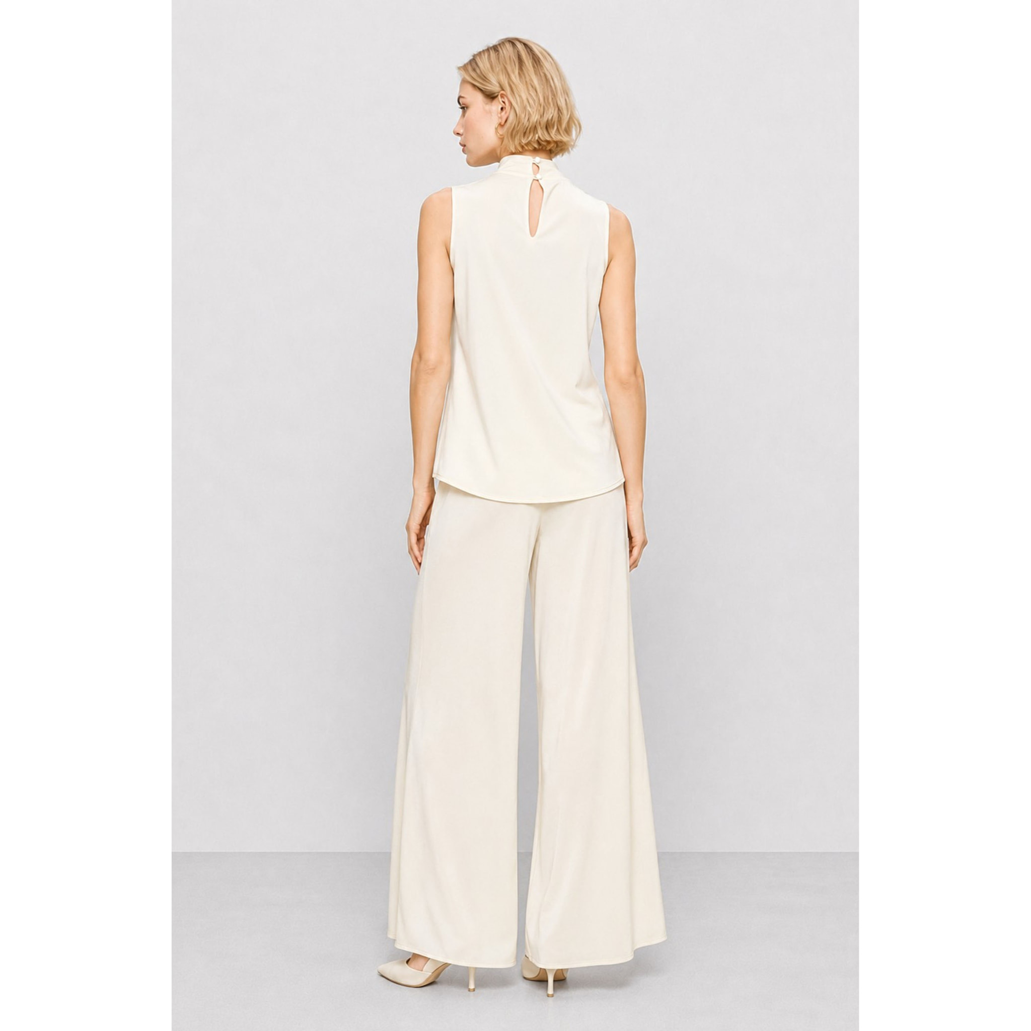 Kocca - Blusa da donna in viscosa con collo alto drappeggiato Donna