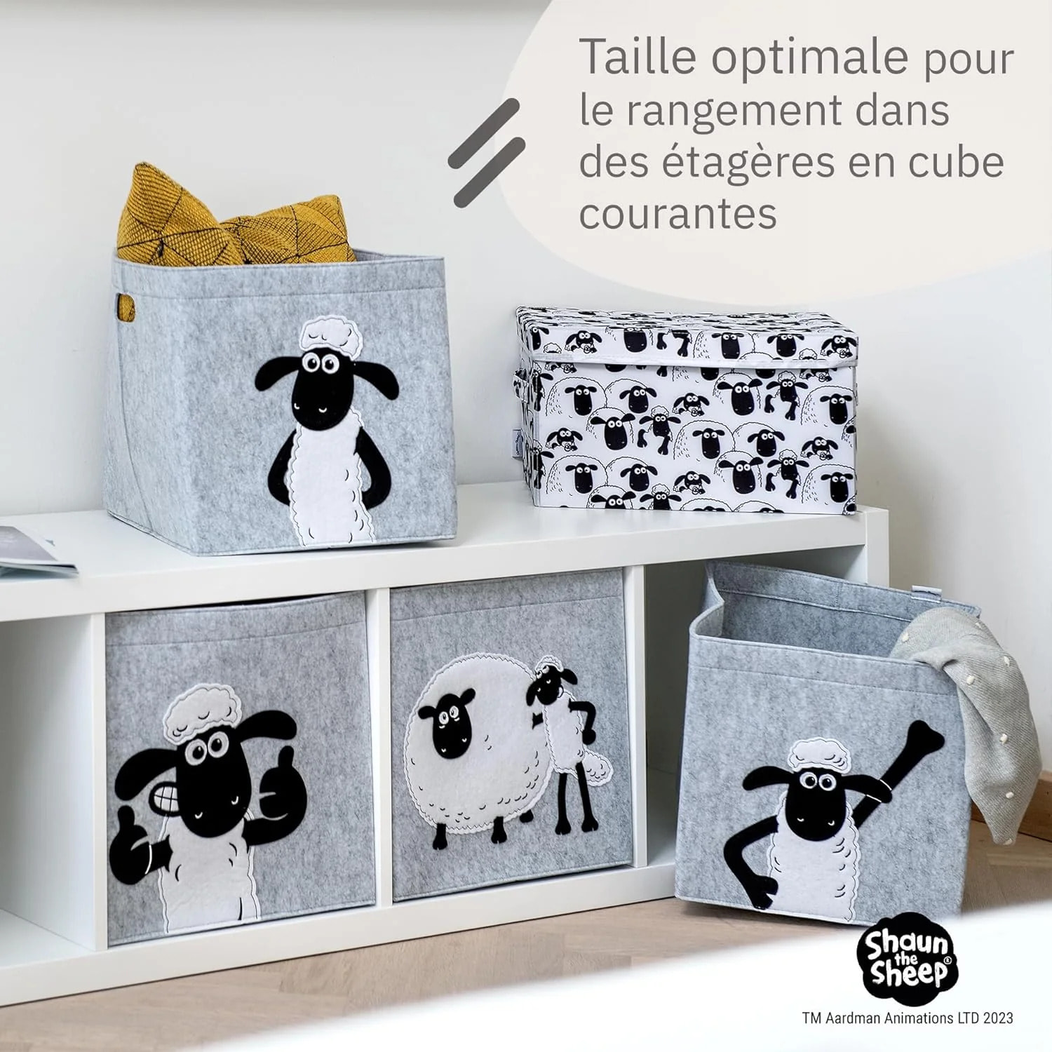 Boîte de rangement en feutre compatible Kallax Lifeney Shaun le mouton