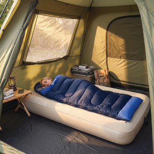 Sac de couchage adulte section tête fermeture éclair sac de rangement bleu