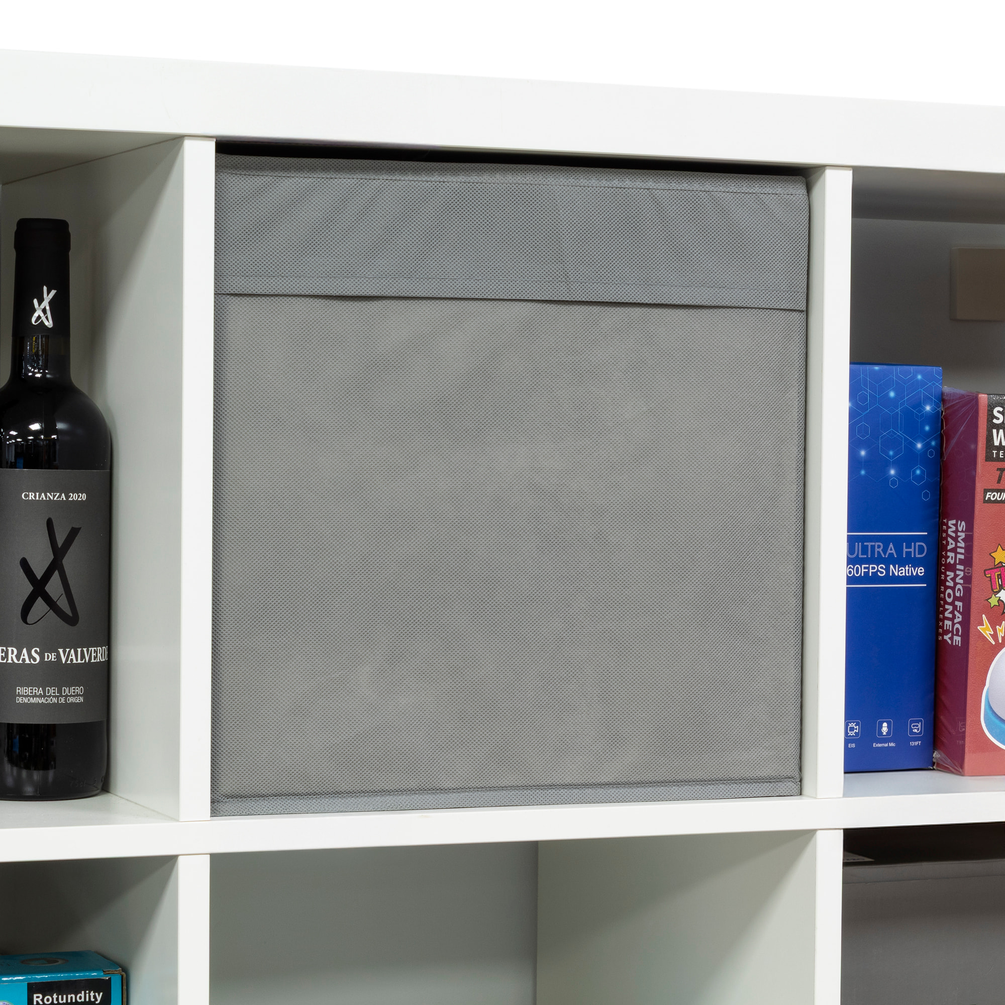 Caja de almacenamiento plegable con base convertible en tapa. 34x38x34 cm.