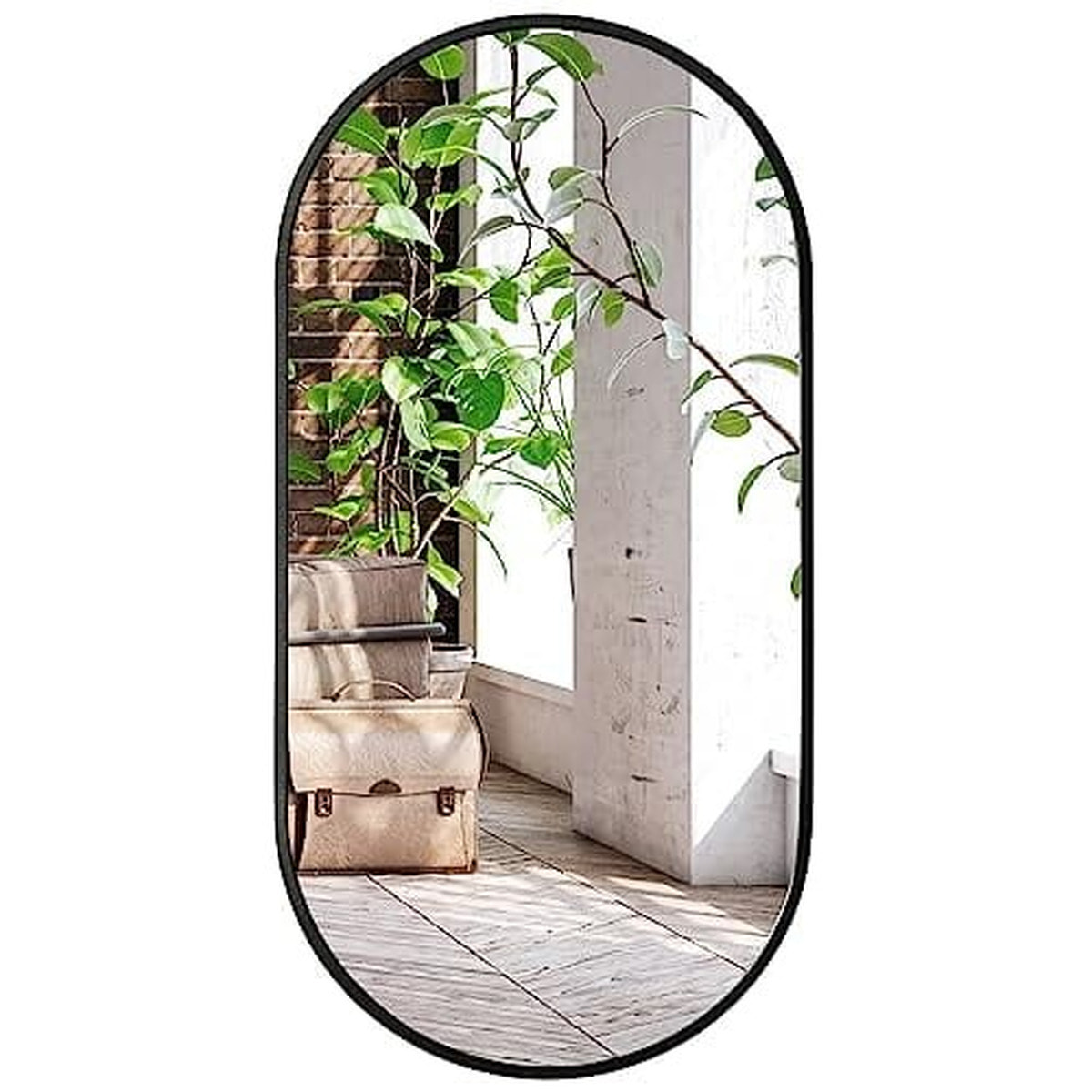Specchio ovale industriale Loft con cornice nera 100x50 cm