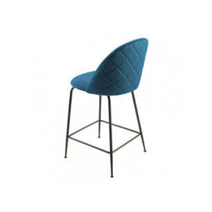Lot de 2 chaises de bar en velours avec piètement en métal noir - CLEA
