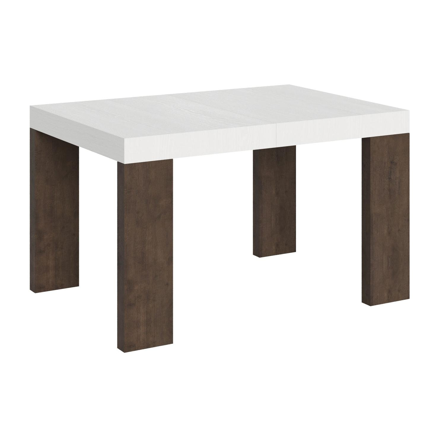 Mesa extensible 90x130/390 cm Roxell Mix tapa Fresno Blanco patas Nogal