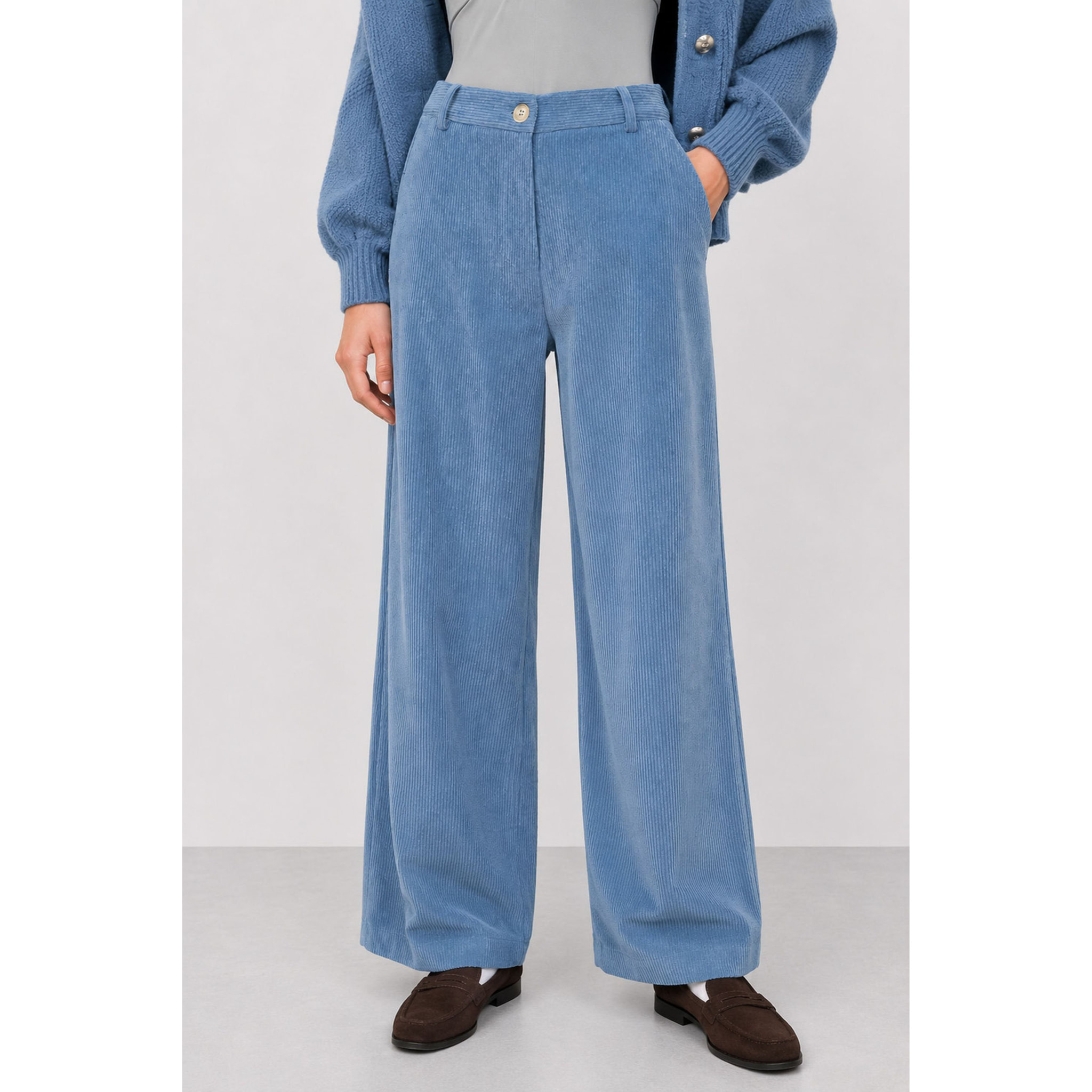 Kocca - Pantaloni da donna a gamba larga in velluto a coste Donna