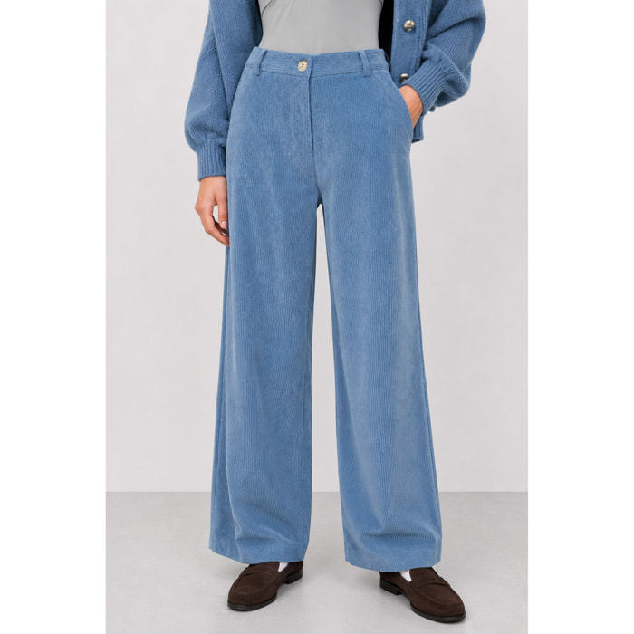 Kocca - Pantaloni da donna a gamba larga in velluto a coste Donna