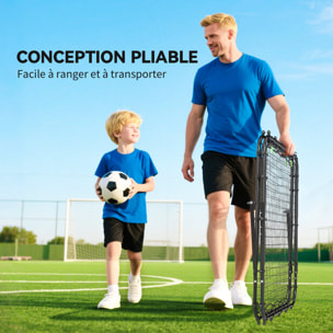 Filet de rebond double face 91 x 91 cm, pliable, rebondisseur pour entraînement football, réglable dans 5 angles, structure en acier, noir