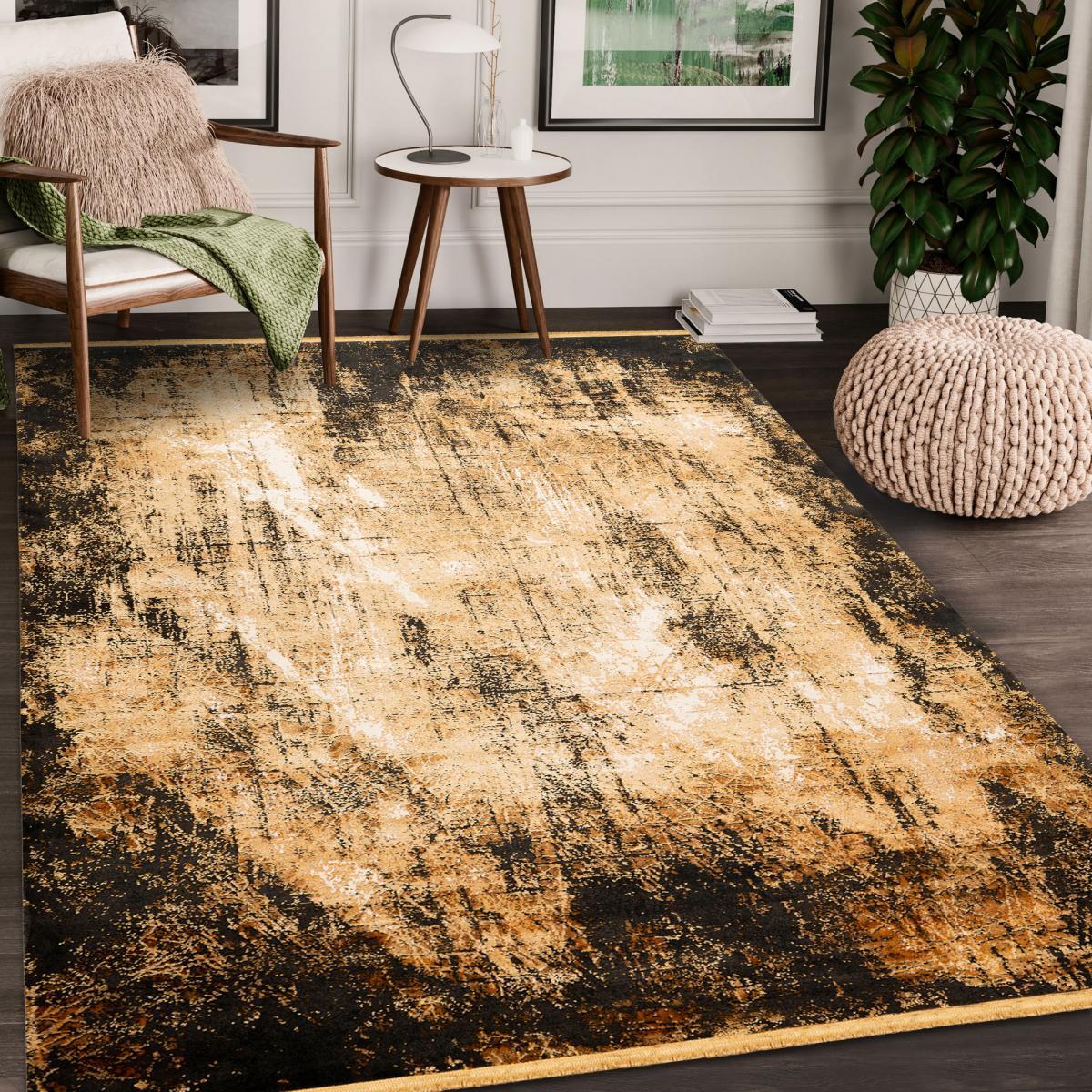 Tapis salon et chambre tissé en viscose motif abstrait MALO