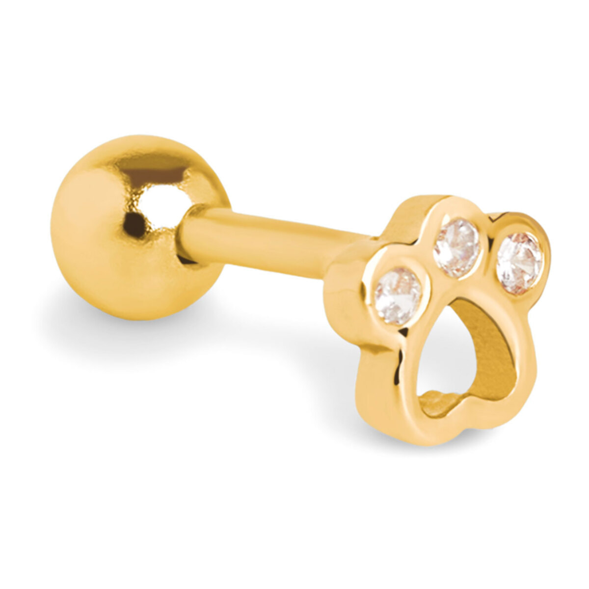 Orecchino Singolo Mini Paw Argento Placcato Oro