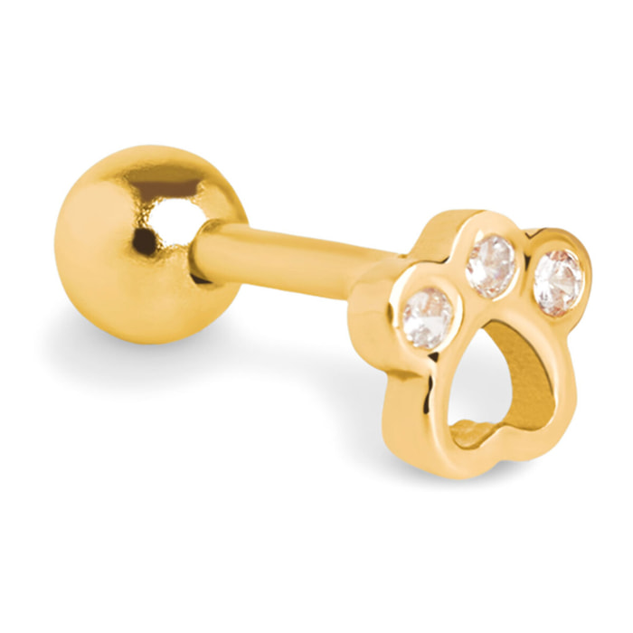 Orecchino Singolo Mini Paw Argento Placcato Oro