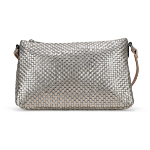 Bolso bandolera plomo con trenzado y cremallera