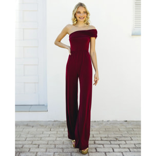 Mono de mujer escote bardot asimétrico