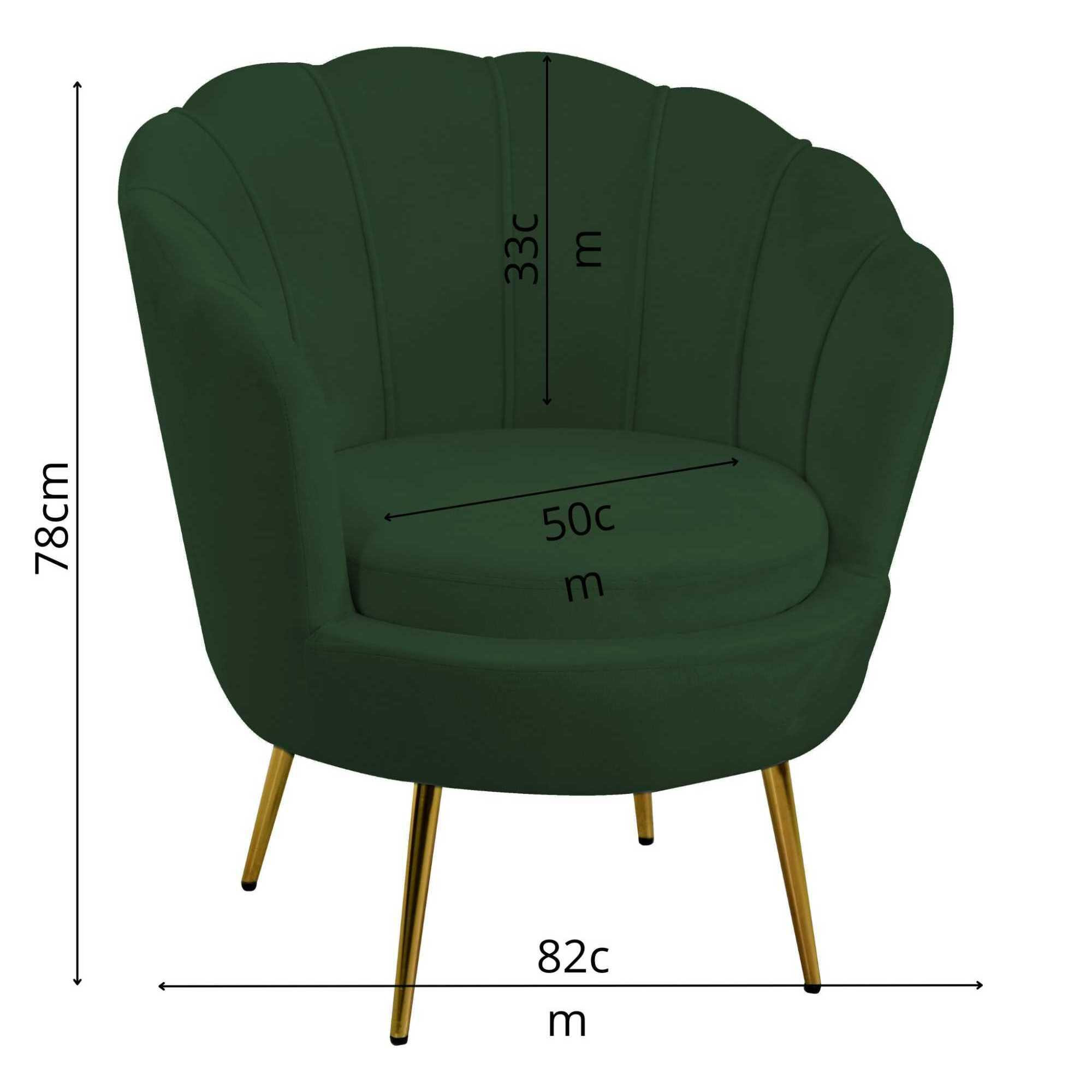 Poltrona Tulipan Vacchetti in velluto verde cm73x72h77