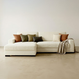 Canapé d'angle gauche convertible 3 places en tissu bouclé - ARTY