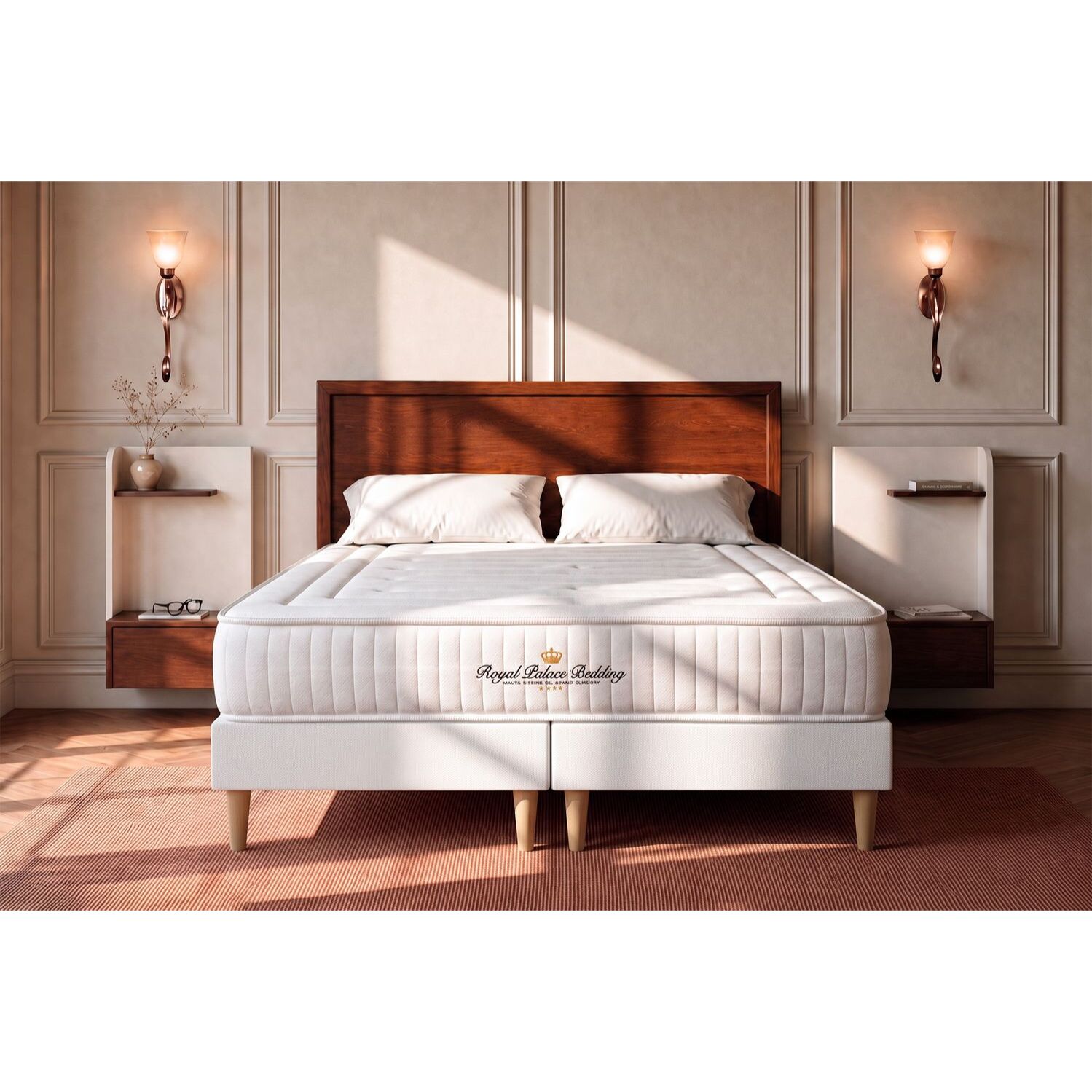 Ensemble - Matelas Ressorts ensachés et mémoire de forme 22cm d'épaisseur - 3 zones de confort - Confort ferme - Sommier tapissier monobloc - 2 places