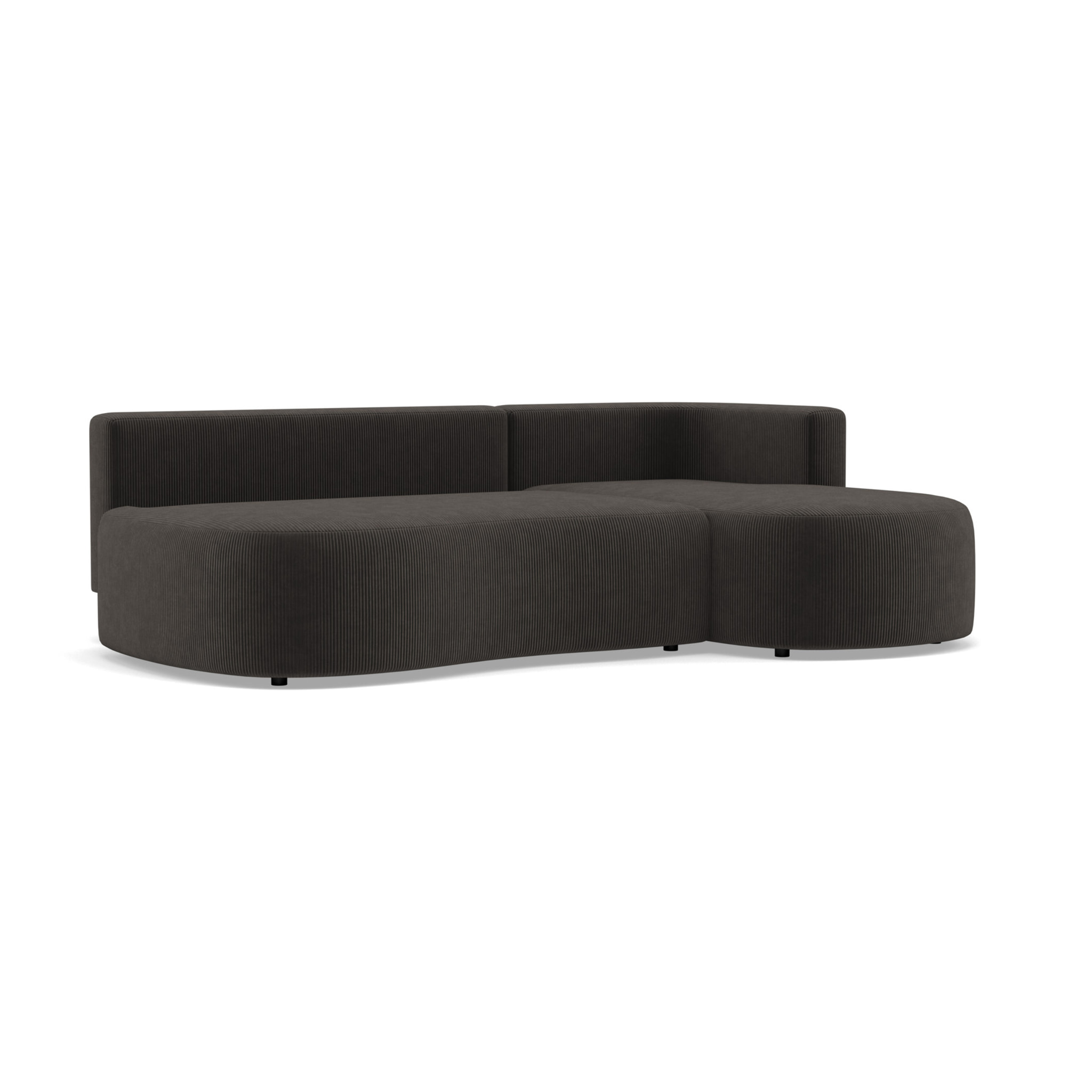 Mahina - canapé d'angle droit 4 places convertible avec coffre en velours côtelé - Gris foncé