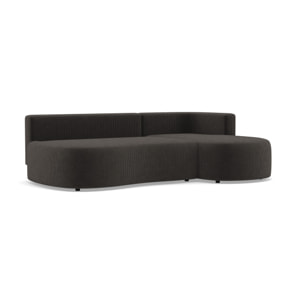 Mahina - canapé d'angle droit 4 places convertible avec coffre en velours côtelé - Gris foncé