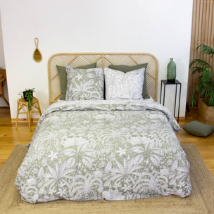Parure de lit réversible imprimé végétal 2 places 240 x 220cm - Sybille