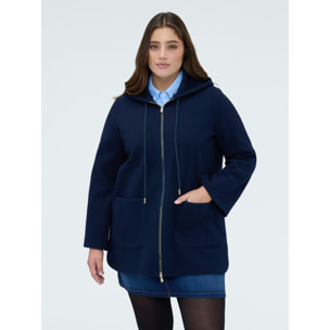 Fiorella Rubino - Giacca in panno con cappuccio - Blu