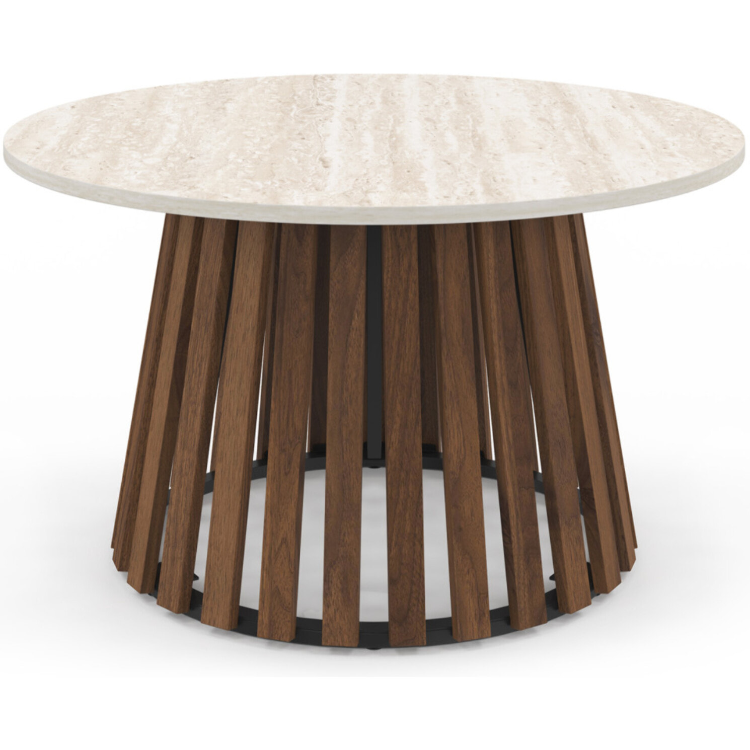 Table basse ronde Camélia effet travertin Ø70cm