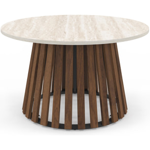Table basse ronde Camélia effet travertin Ø70cm