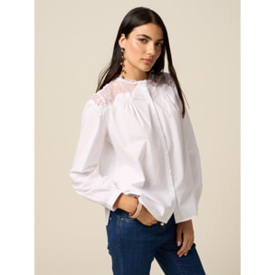 Oltre - Camicia con inserti in pizzo - Bianco