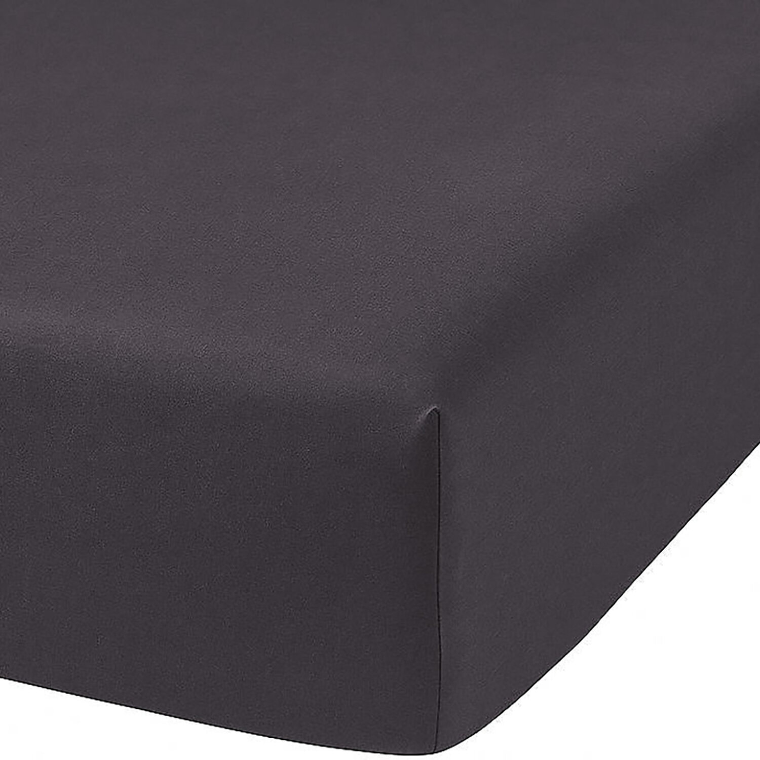Drap housse 100% coton uni - gris anthracite