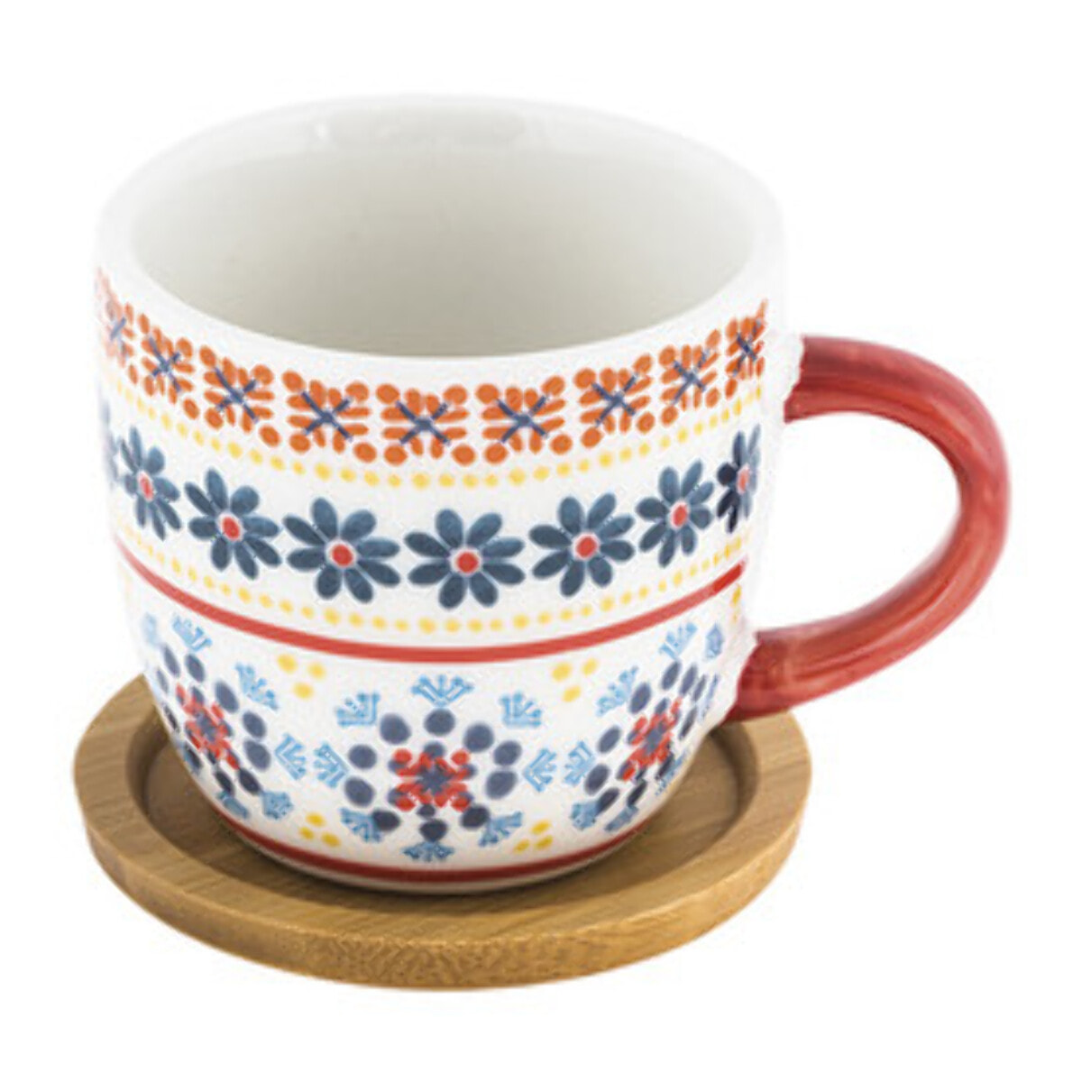 Set da caffè Gardeny da 6 pezzi in porcellana con bamboo