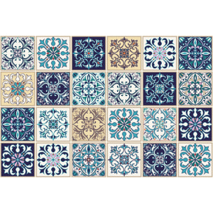 Stickers muraux - Sticker Mural Carrelage adhésif Cuisine Salle de Bain - 24 STICKERS CARRELAGES AZULEJOS LARISSA