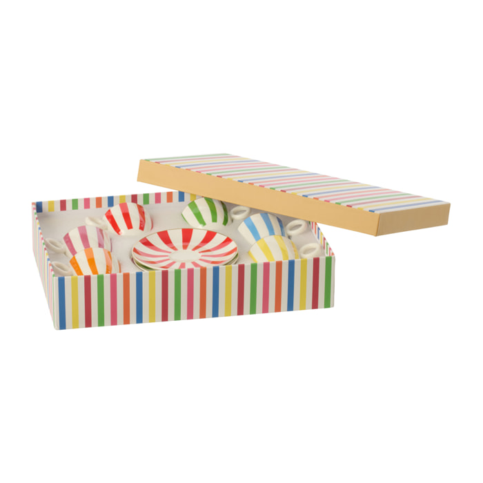 J-Line Tasse + Sous-tasse - porcelaine - multicolore - small - set de 6