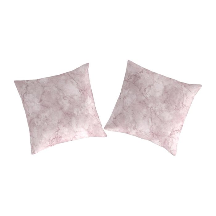 2 Taies d'oreiller MACAEL en coton percale 65x65cm mauve