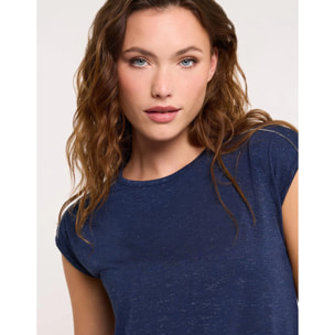 Camiseta Detalle Brillo Hombro Azul Marino - Shimero II