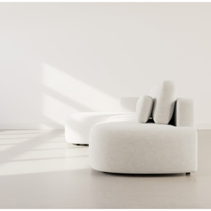 Mahina - canapé d'angle gauche 4 places convertible avec coffre en tissu texturé - Beige