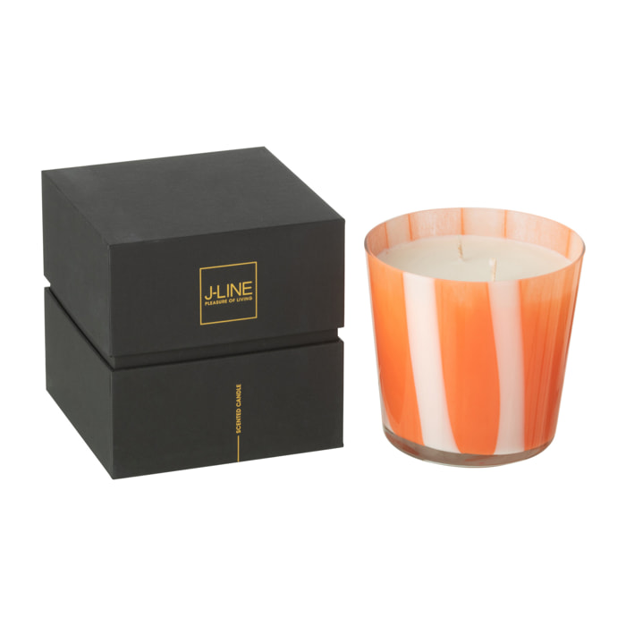 J-Line bougie parfumée Noa Lignes - Stone & Rock - verre - orange - small - 50H