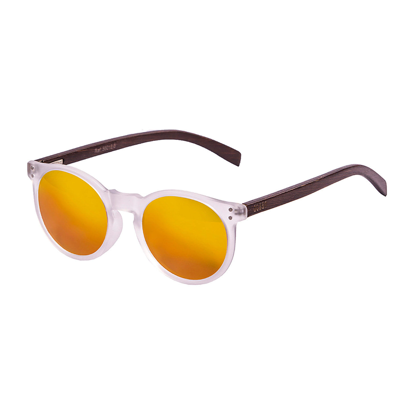 Gafas de sol OCEAN LIZARD WOOD - De brazo de bambú con montura transparente blanco / Revo roja con