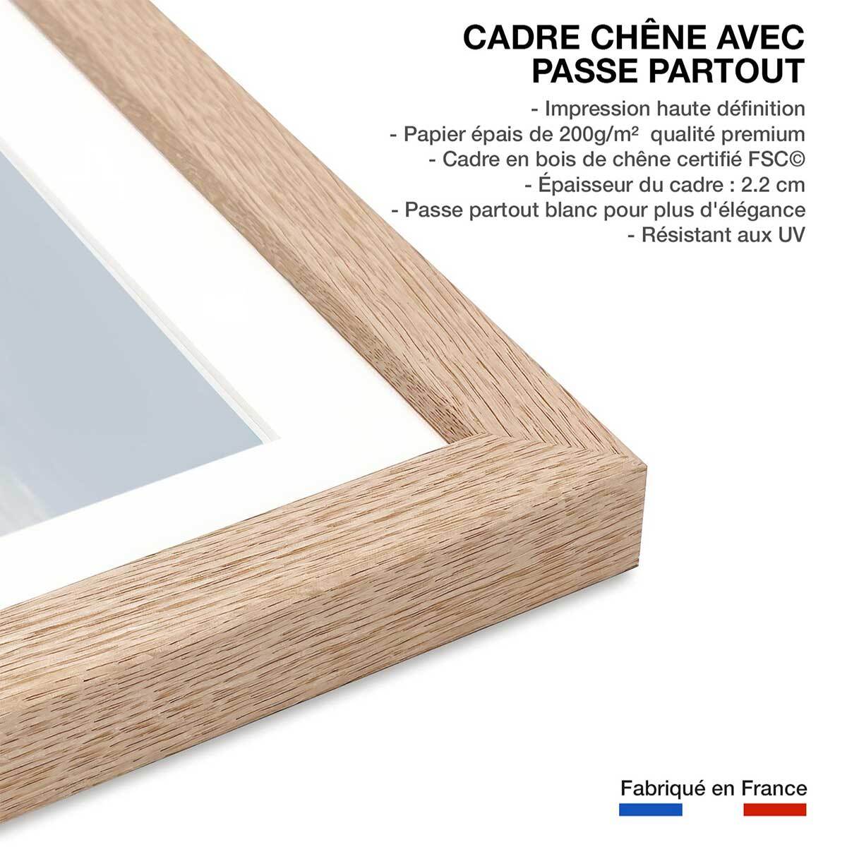 Affiche ours blanc sur la banquise Affiche + cadre en bois - Chêne