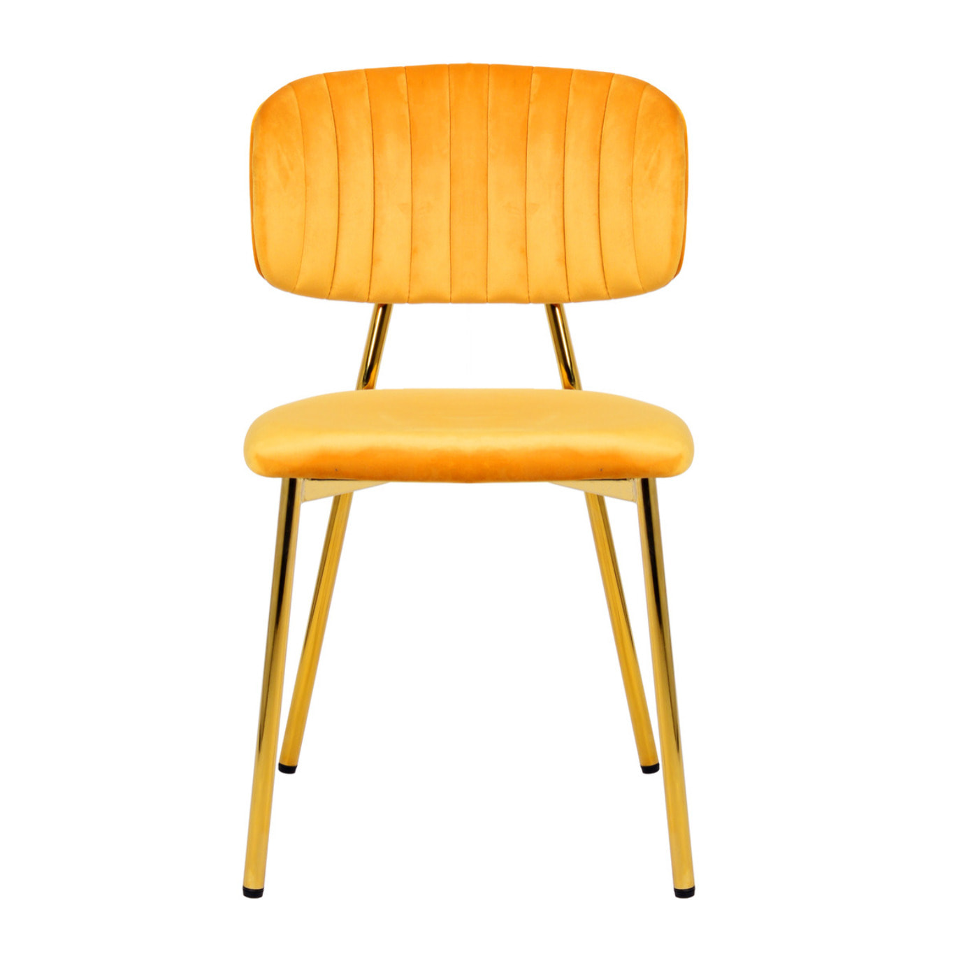 Set di 2 sedie Giselle in velluto arancione chiaro e oro
