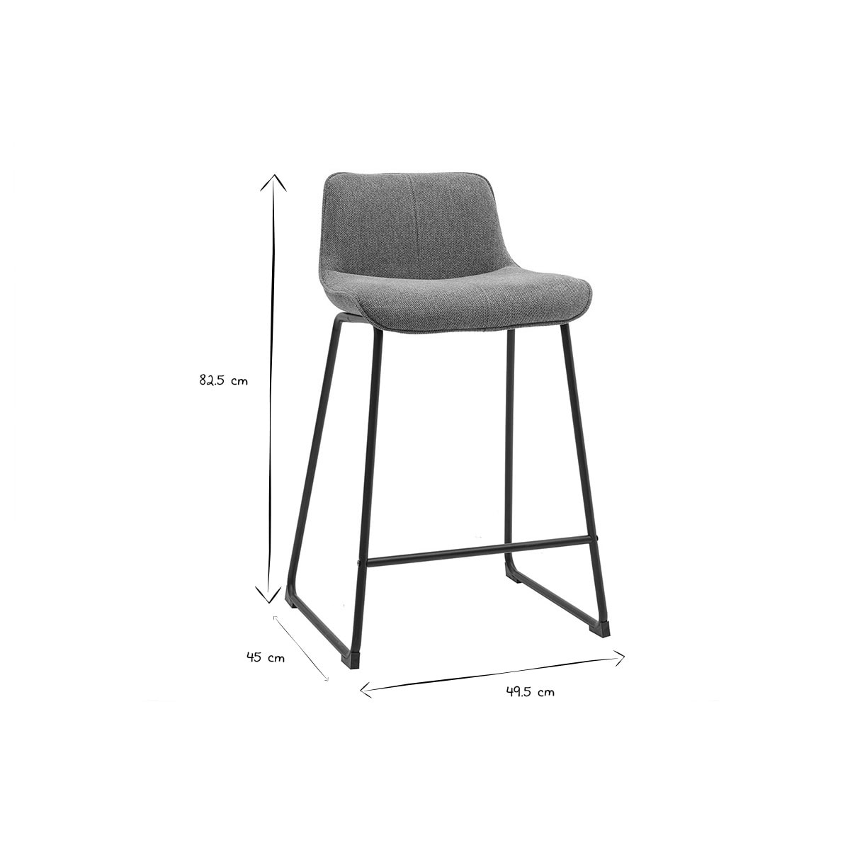 Tabourets de bar en tissu effet velours texturé terre brûlée et métal noir H65 cm (lot de 2) BOOST