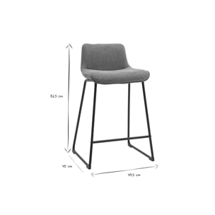 Tabourets de bar en tissu effet velours texturé terre brûlée et métal noir H65 cm (lot de 2) BOOST