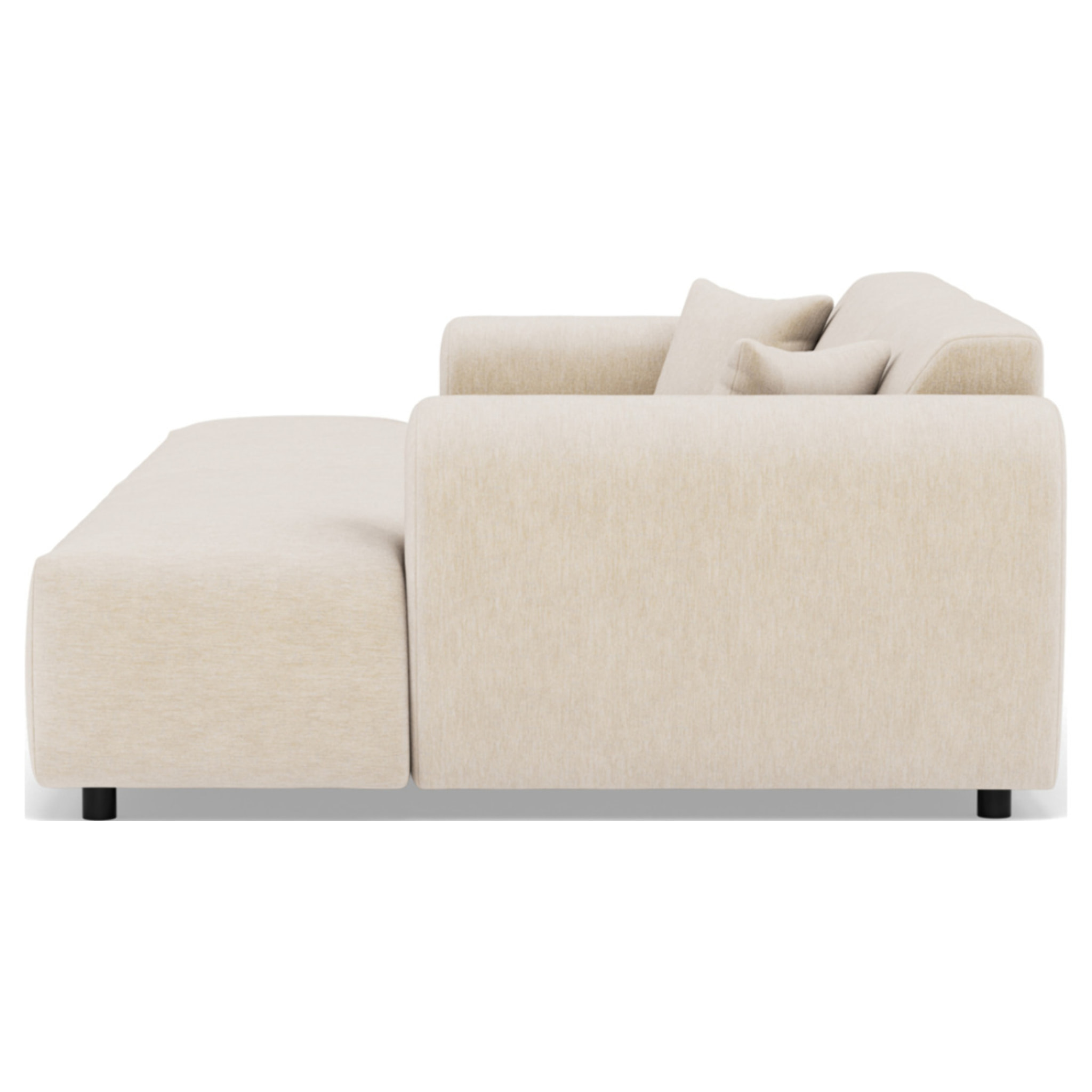 Aumance - canapé droit 4 places avec double méridienne assise profonde en velours texturé - Beige