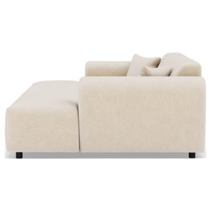 Aumance - canapé droit 4 places avec double méridienne assise profonde en velours texturé - Beige