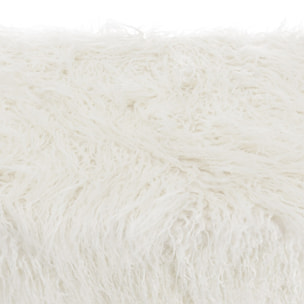 SACHA - Banc 120x40cm peau de mouton couleur ivoire pieds bois naturel