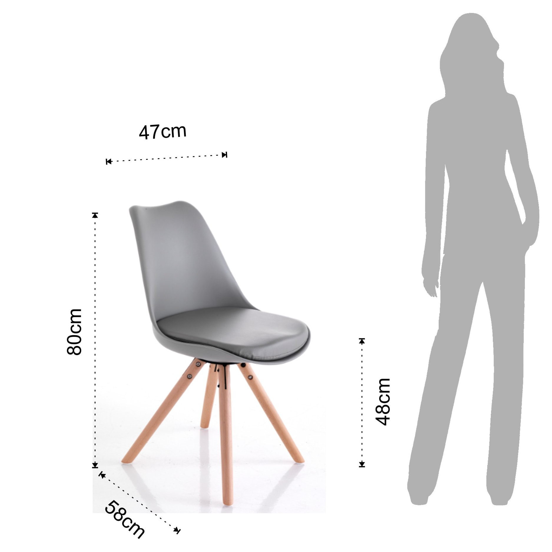 Tomasucci Lot de 2 chaises KIKI WOOD - GRIS