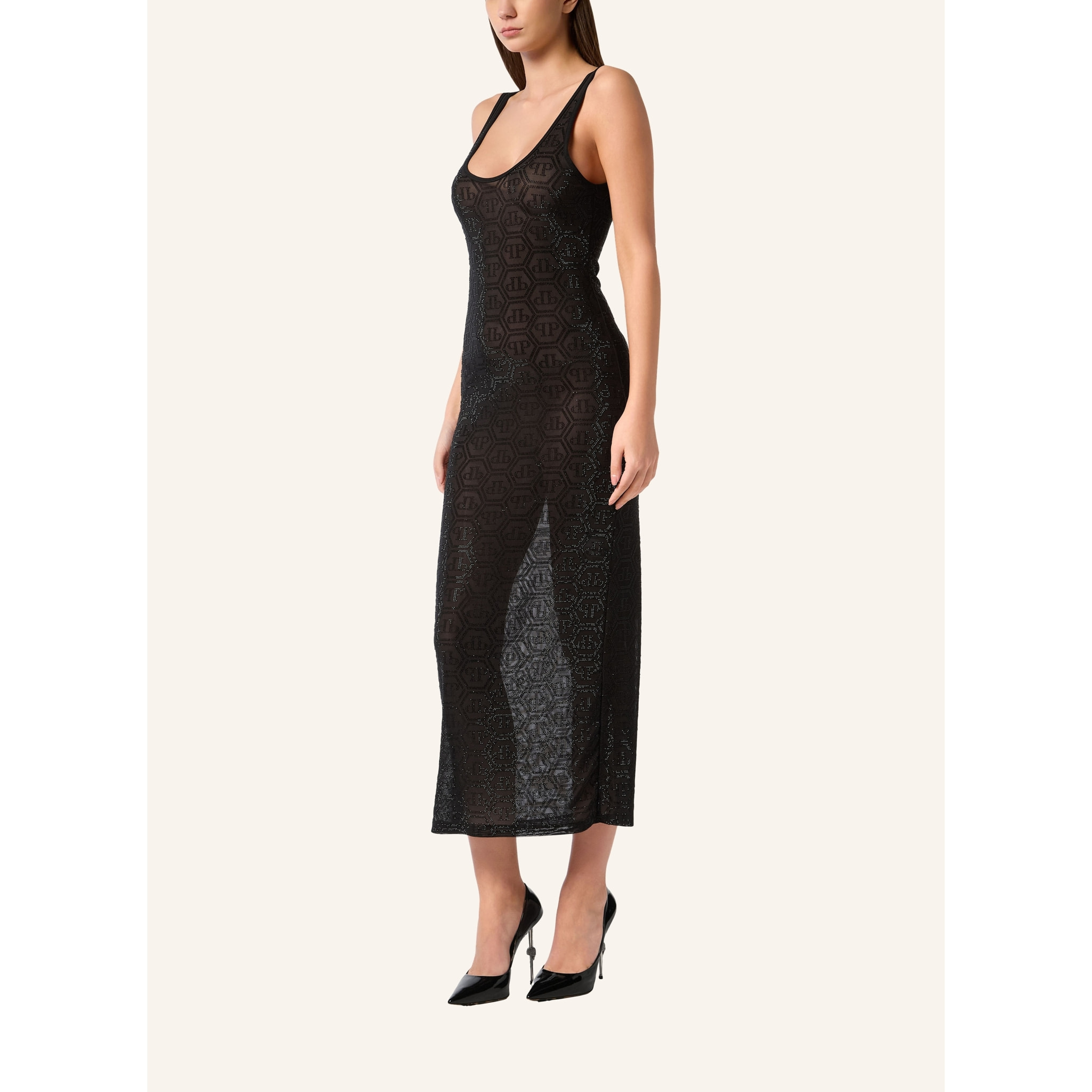 PHILIPP PLEIN Vestido largo de tirantes MONOGRAM